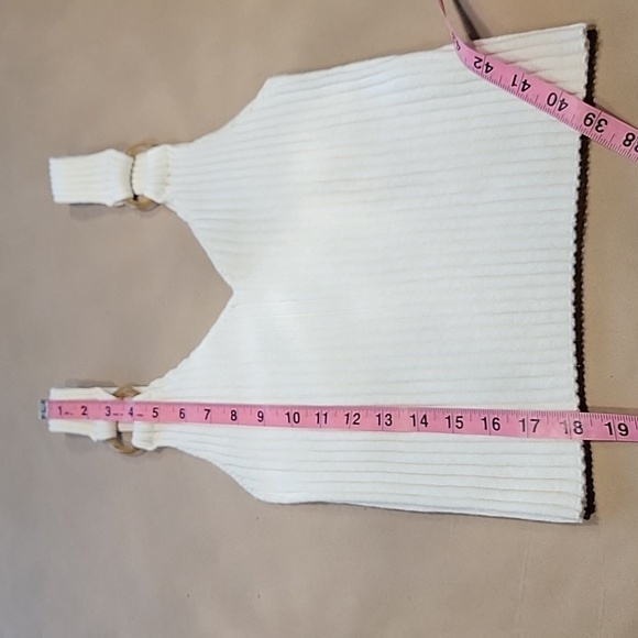 Club Monaco Size M Off White / Ivory Knit Sweater Tank with Resin Ring Accents - Picture 8 of 12